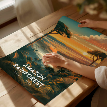 Amazon Rainforest, South America Poster | Lush Jungle & Exotic Wildlife Wall Art — giclée print detail on matte paper