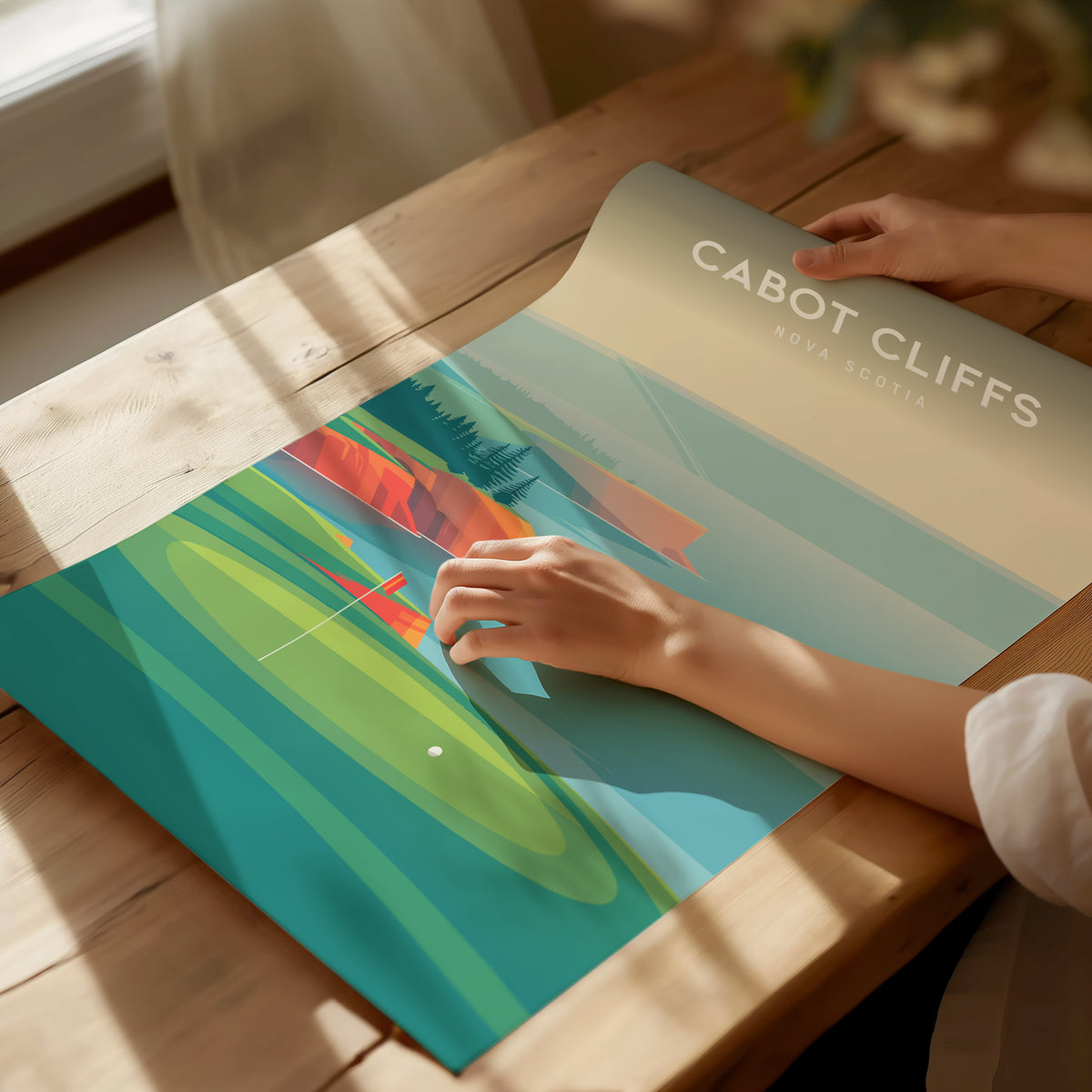 Cabot Cliffs, Nova Scotia Poster | Dramatic Links Golf Course Print Wall Art — giclée print detail on matte paper
