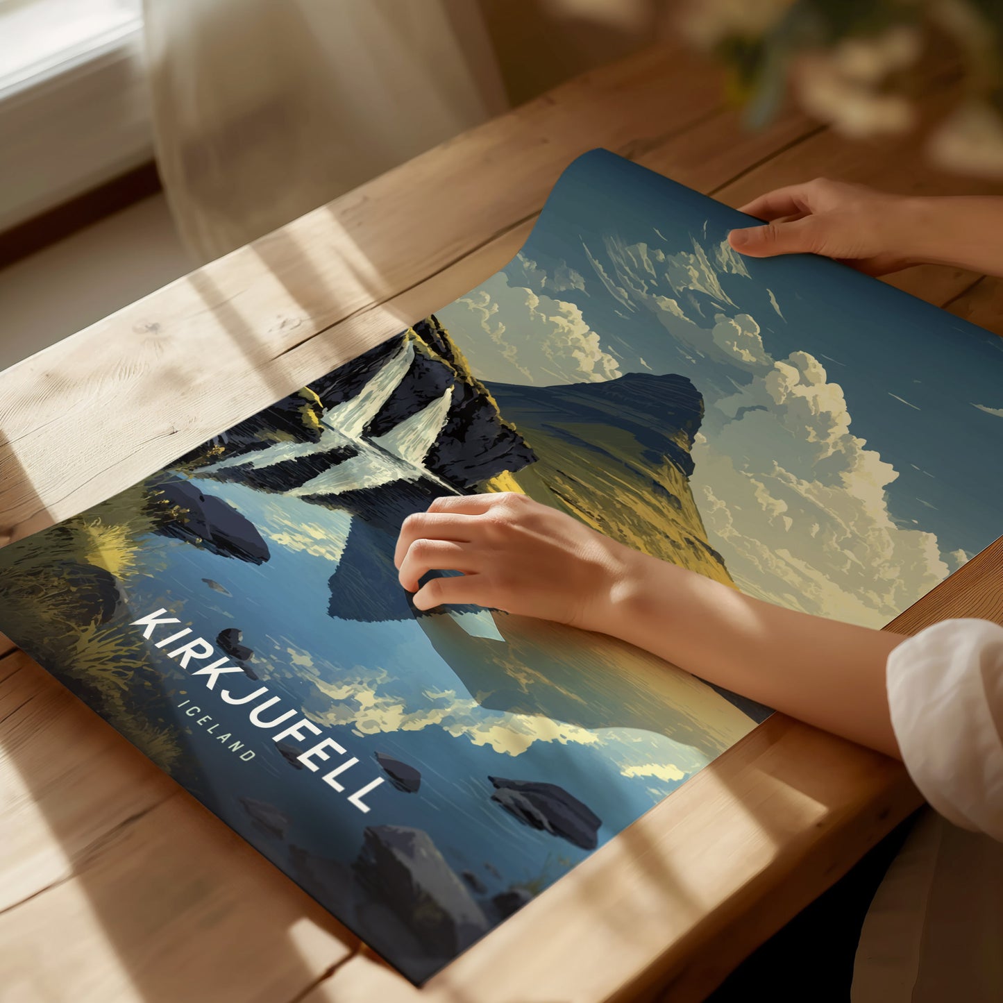 Kirkjufell Iceland Travel Poster | Church Mountain Nature Wall Art