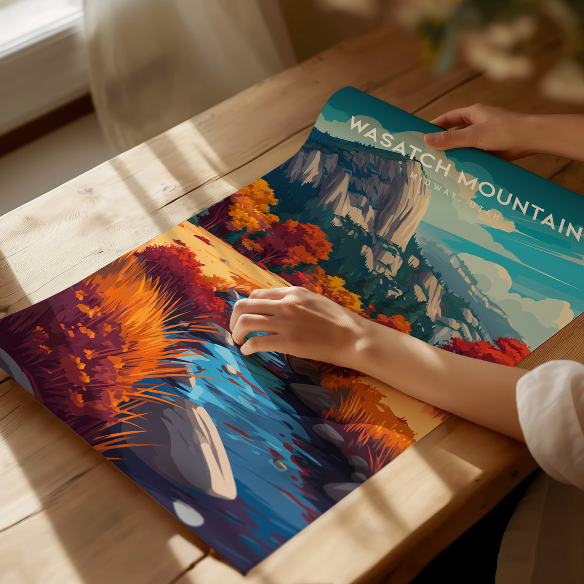 Wasatch Mountain, Midway, Utah Poster | Alpine Meadow & Peak Destination Print Wall Art — giclée print detail on matte paper