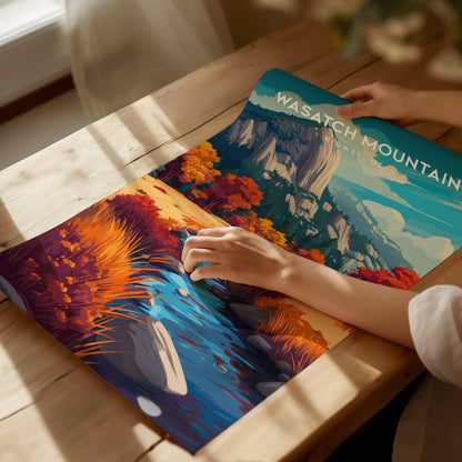 Wasatch Mountain, Midway, Utah Poster | Alpine Meadow & Peak Destination Print Wall Art — giclée print detail on matte paper