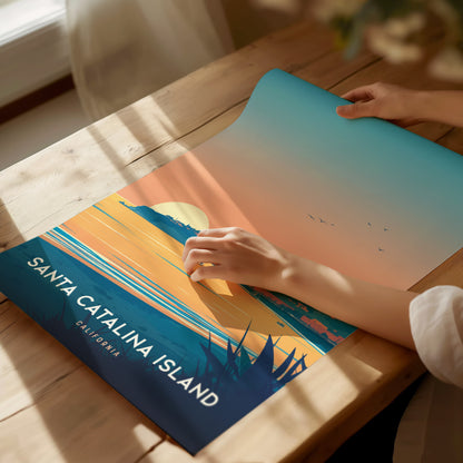 Catalina Island Poster | California Coastal Art | Santa Catalina Beach