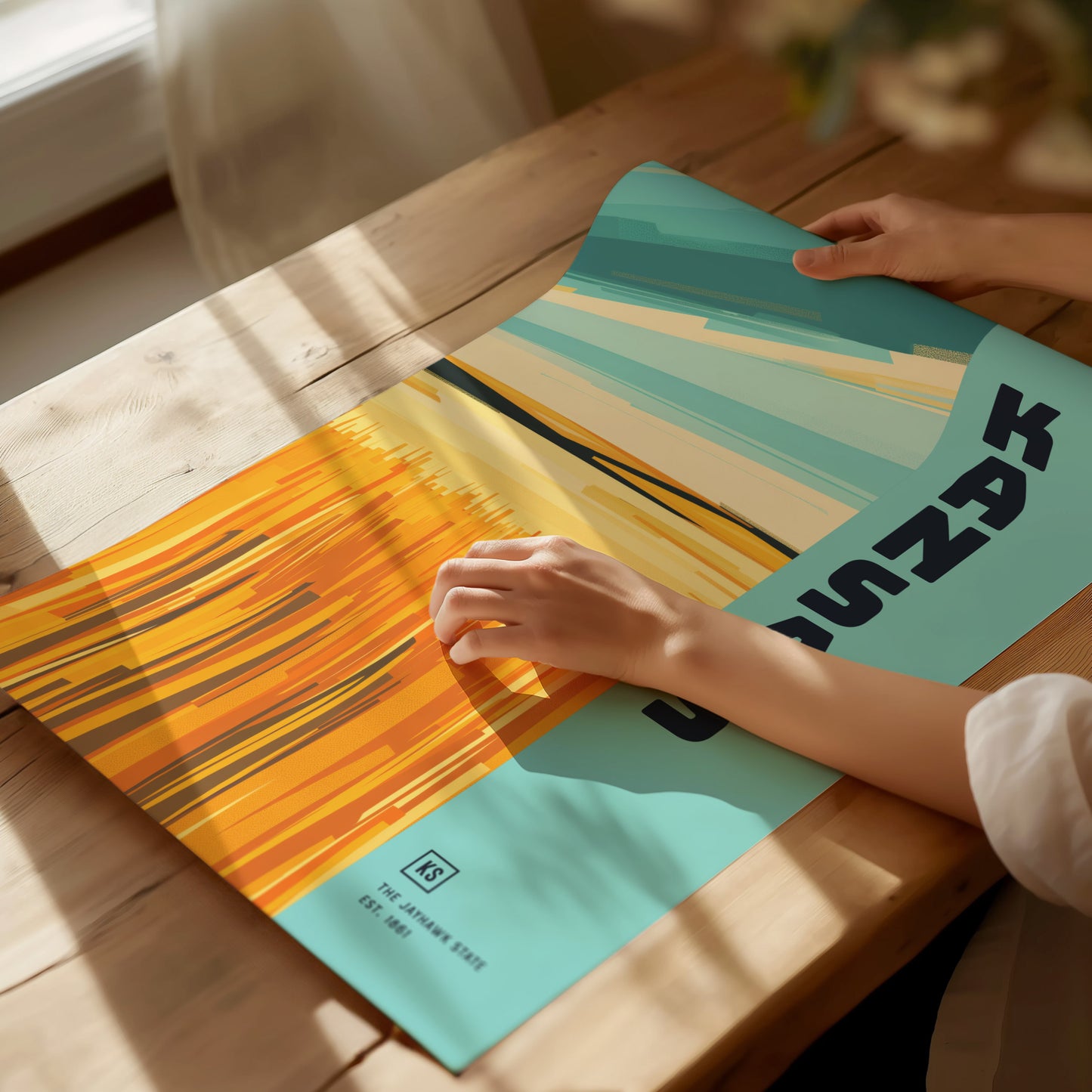 Kansas Jayhawk State Poster | Great Plains Wall Art