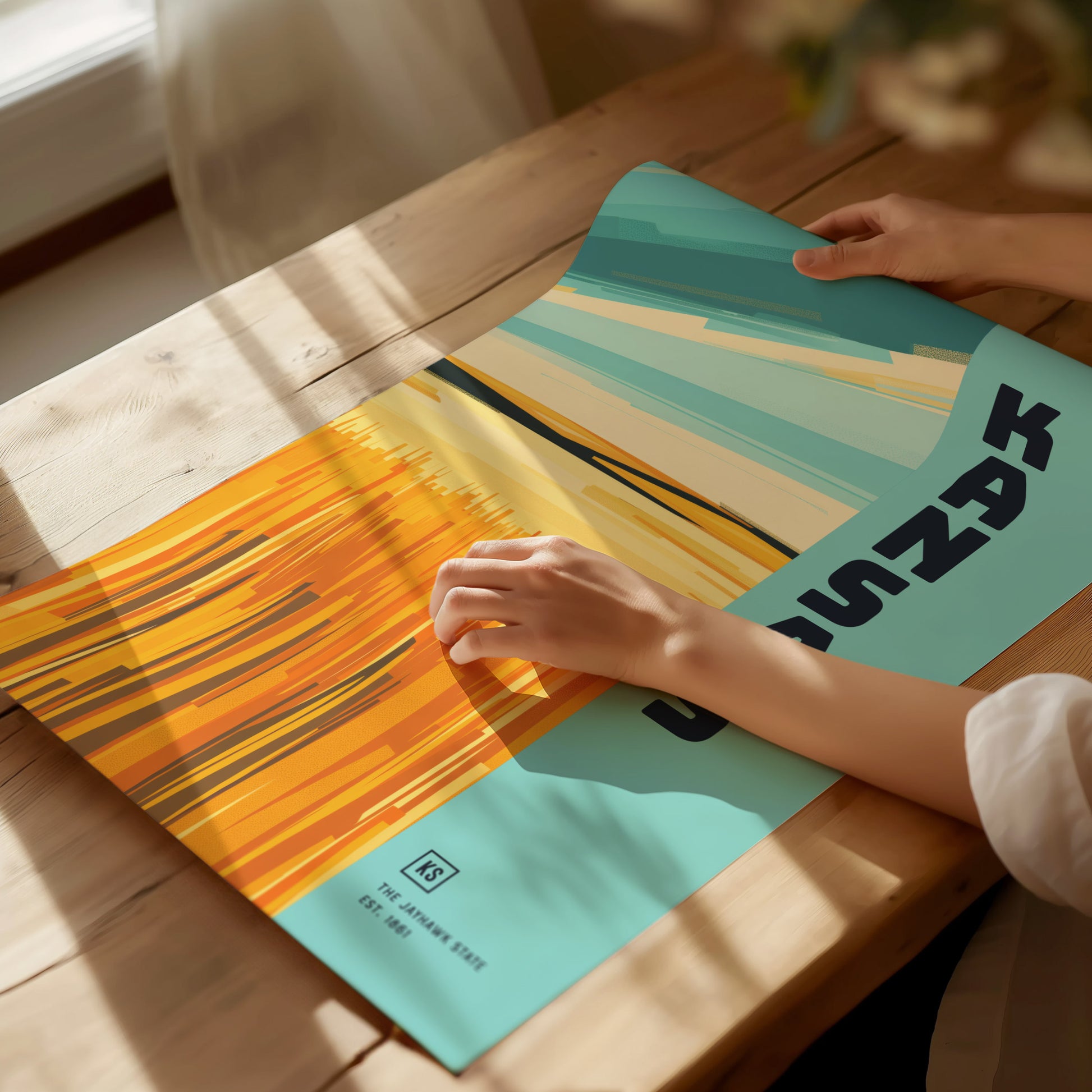 Kansas Jayhawk State Poster | Great Plains Wall Art