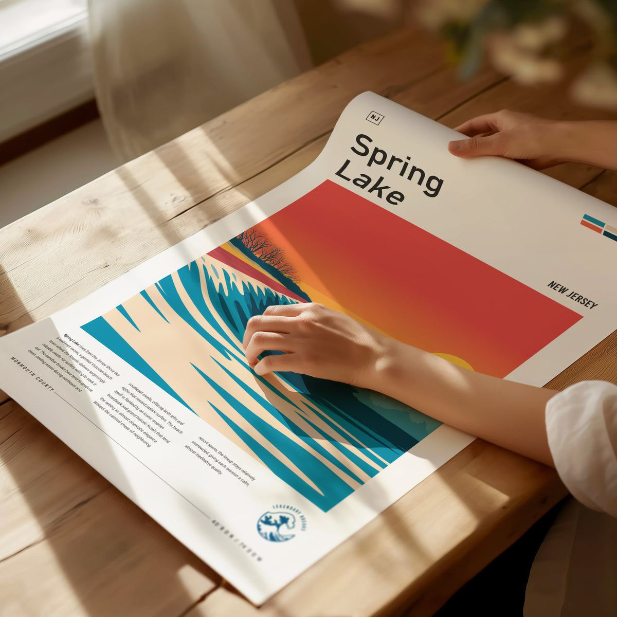 Spring Lake, New Jersey Poster | Surf Wall Art & Coastal Charm Print — giclée print detail on matte paper