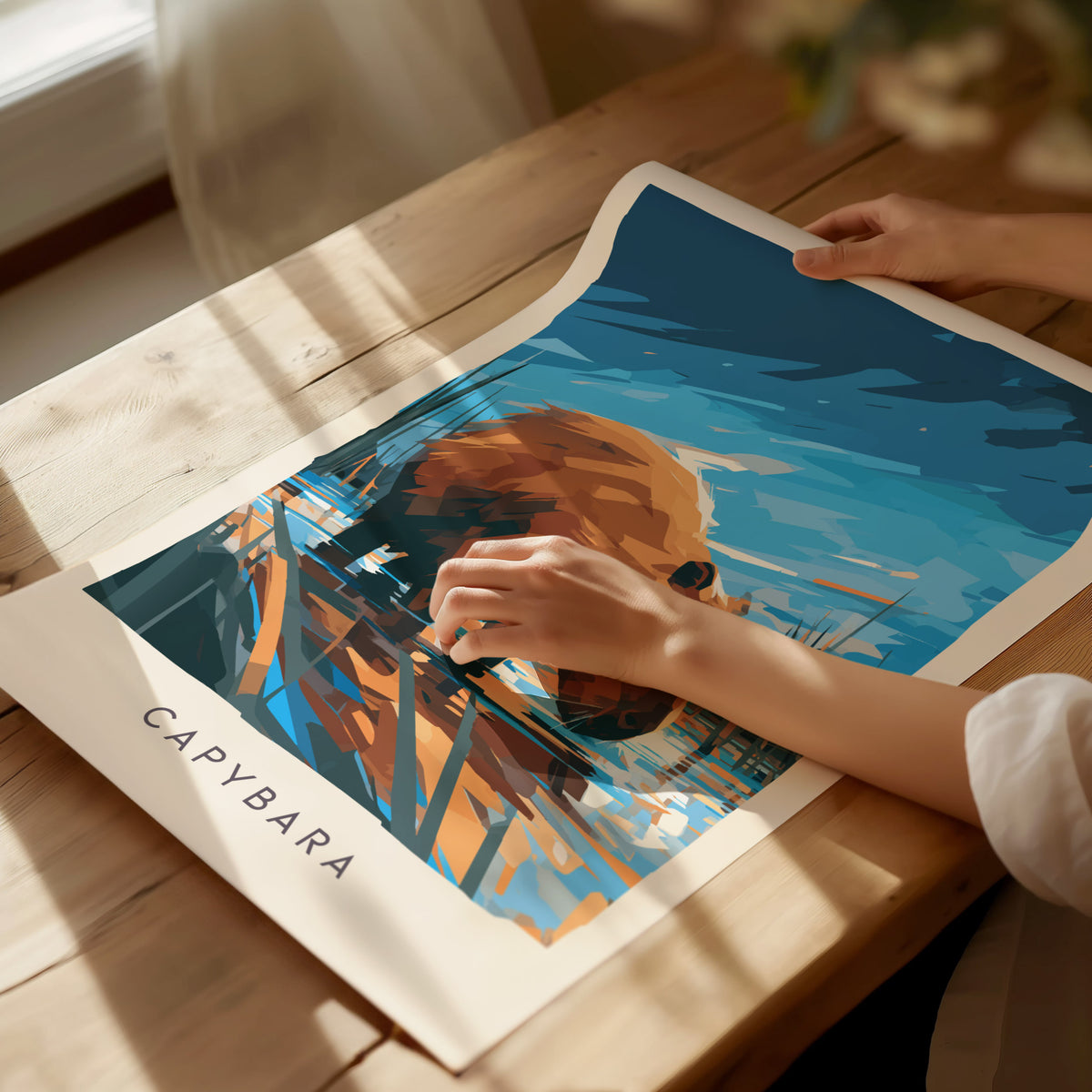 Capybara, Hydrochoerus hydrochaeris Poster | Gentle Giant Wildlife Wall Art — giclée print detail on matte paper