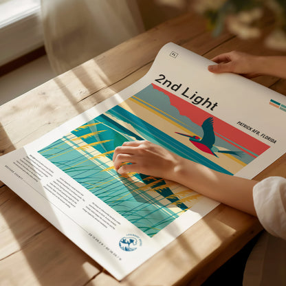 2nd Light, Florida Poster | Golden Surf Break Sunrise Wall Art — giclée print detail on matte paper