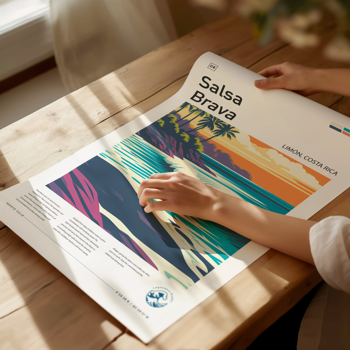 Salsa Brava, Limón, Costa Rica Poster | Caribbean Surf Wave Print Wall Art — giclée print detail on matte paper
