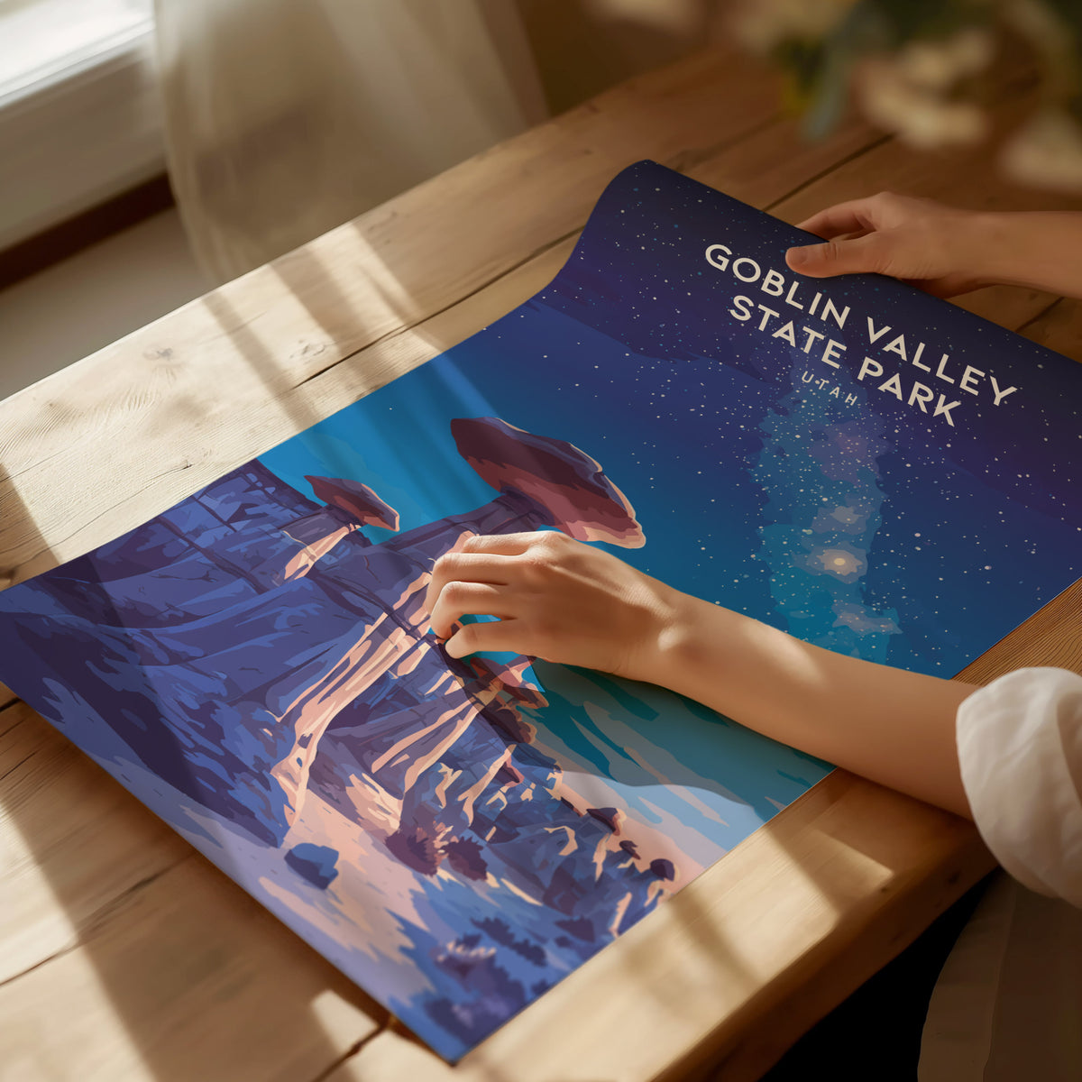 Goblin Valley State Park, Utah Poster | Desert Adventure Framed or Unframed Wall Art — giclée print detail on matte paper