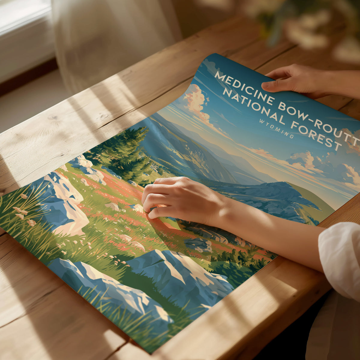 Medicine Bow-Routt National Forest, Wyoming Poster | Alpine Wilderness & Mountain Meadows Wall Art — giclée print detail on m