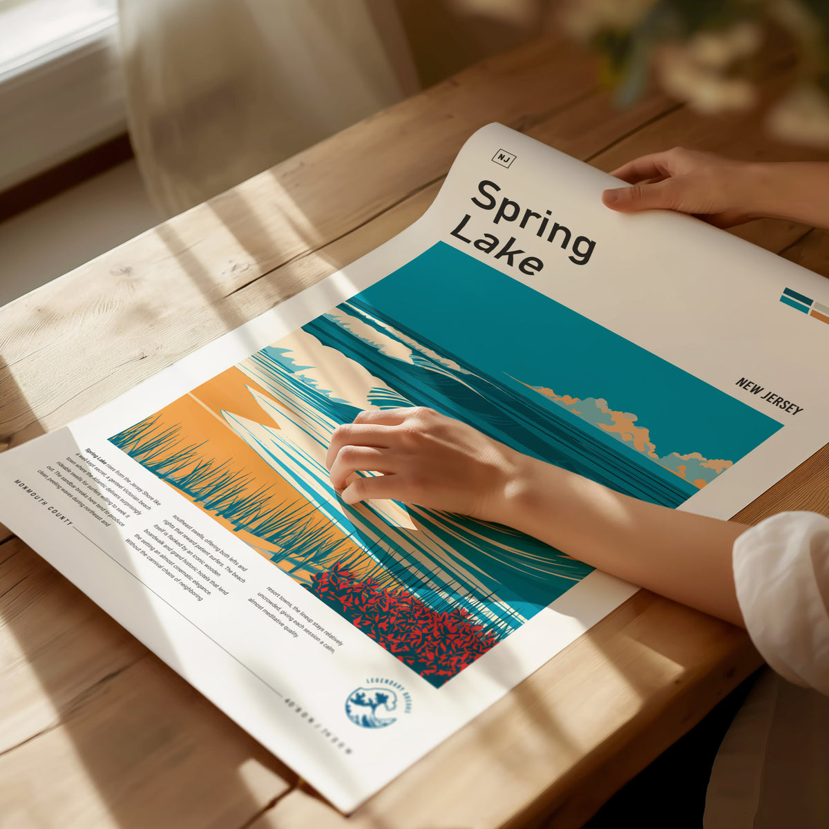 Spring Lake, New Jersey Poster | Surf Wall Art & Coastal Charm Print — giclée print detail on matte paper