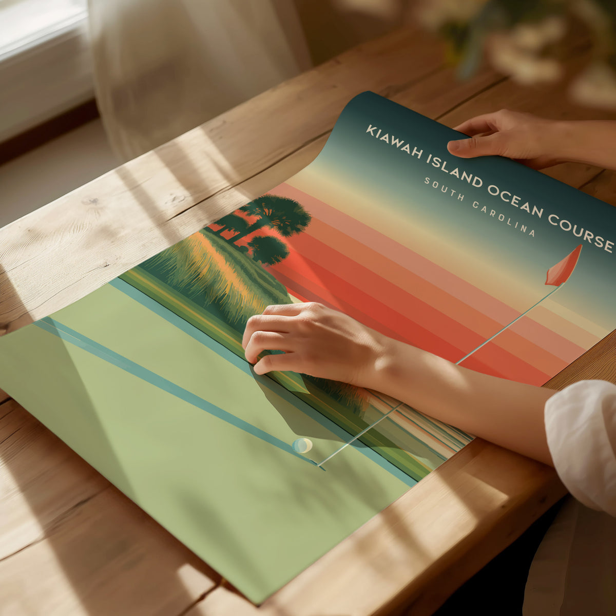 Kiawah Island Ocean Course, South Carolina Poster | Links Poster & Golfer Gift Wall Art — giclée print detail on matte paper