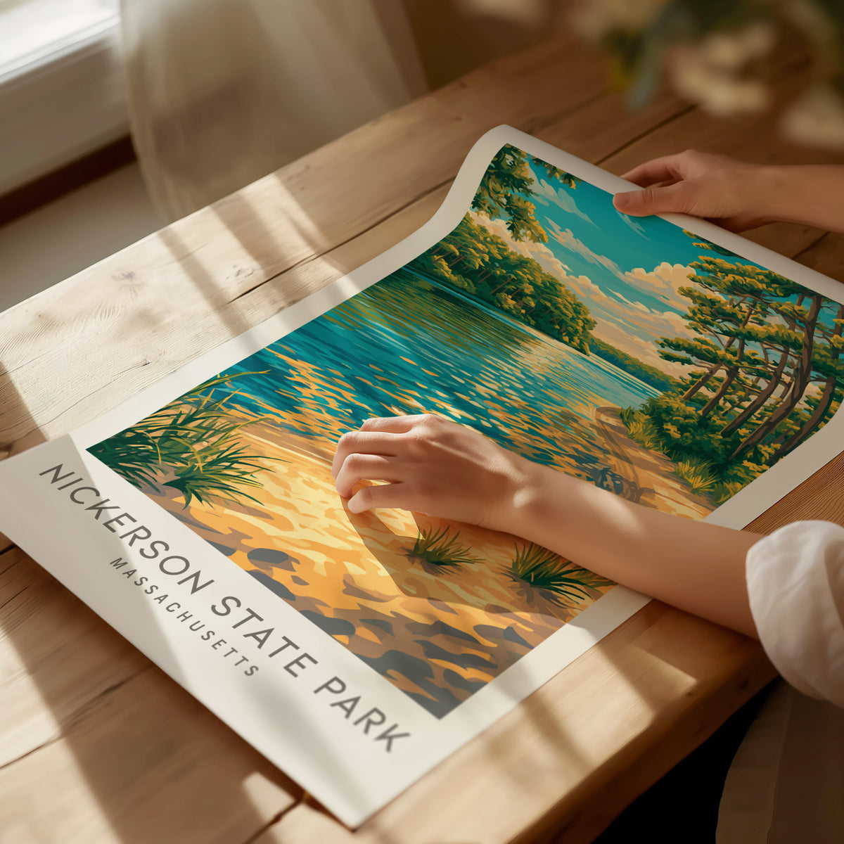 Nickerson State Park Matte Border Poster | Massachusetts Destination Print Travel Wall Art — giclée print detail on matte pap