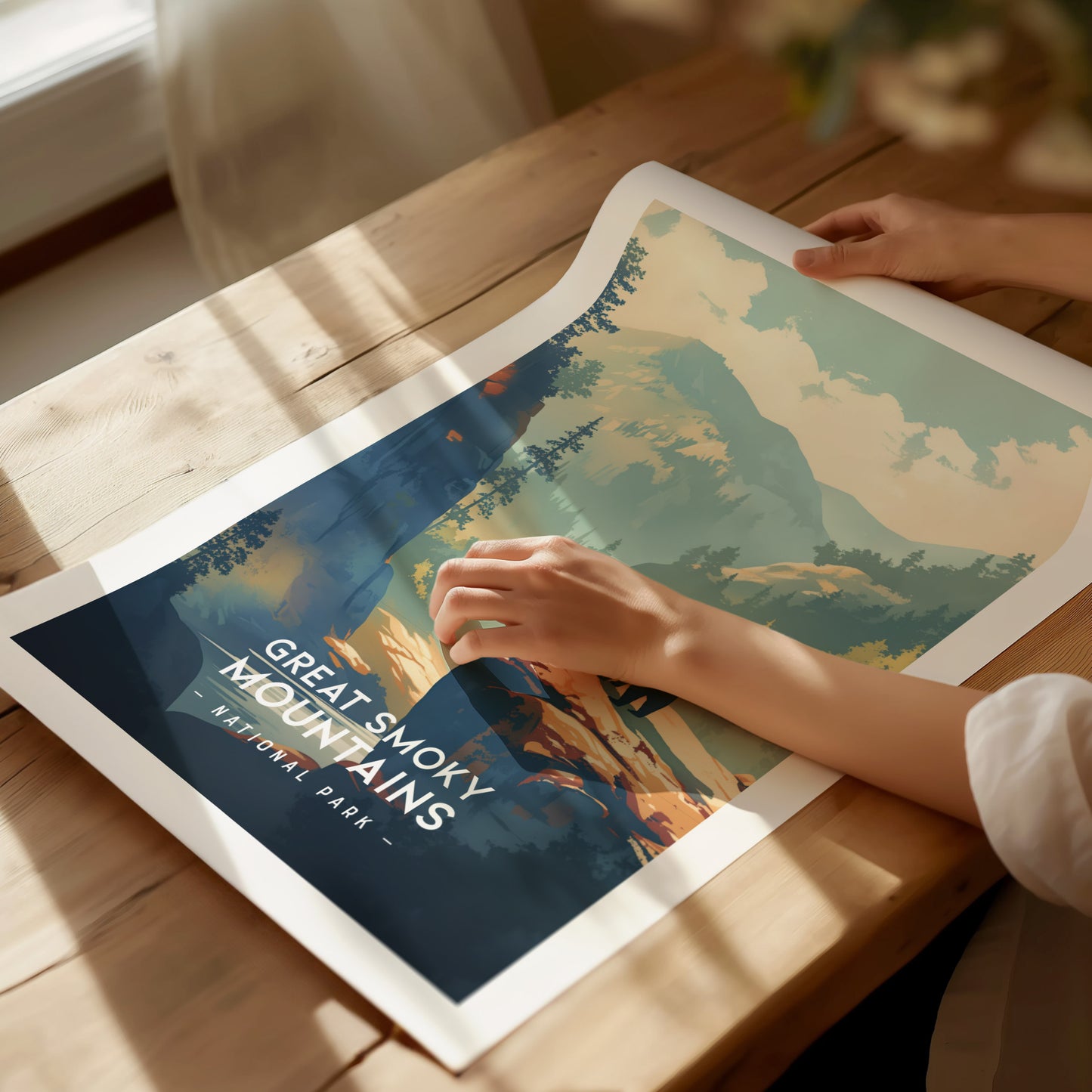 Great Smoky Mountains Minimalist Poster | Tennessee National Park Wall Art