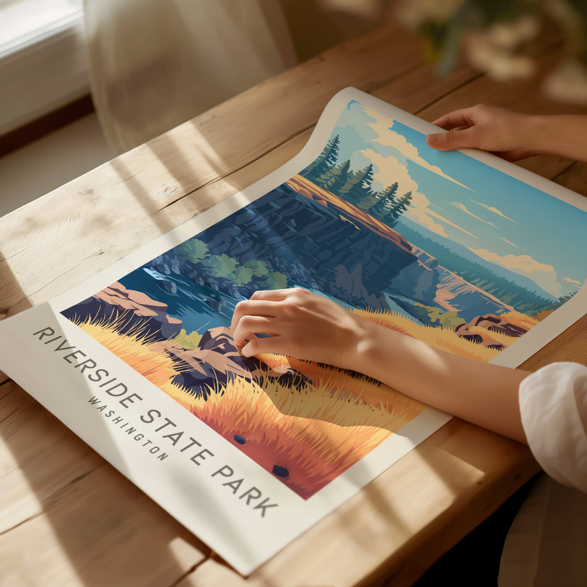 Riverside State Park Matte Border Poster | Washington Travel Wall Art — giclée print detail on matte paper