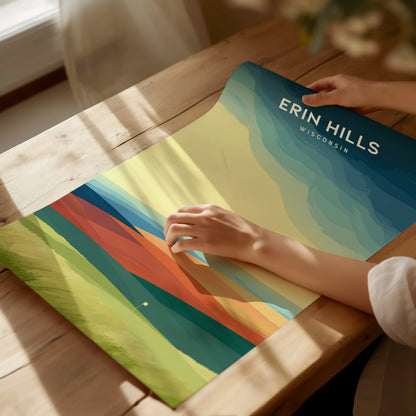 Erin Hills Golf Course, Erin, Wisconsin Poster | Rolling Fairways & Links Poster Wall Art — giclée print detail on matte pape