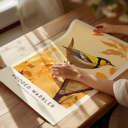Hooded Warbler Poster | Modern Bird Wall Art Decor