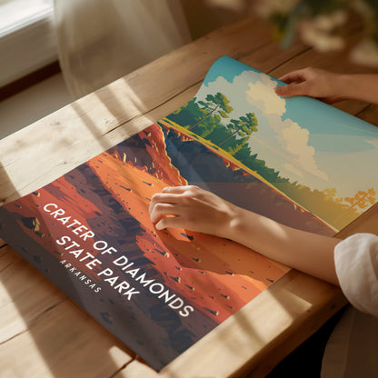 Crater of Diamonds State Park, Arkansas Poster | Gem Mining Adventure Vacation Wall Art — giclée print detail on matte paper