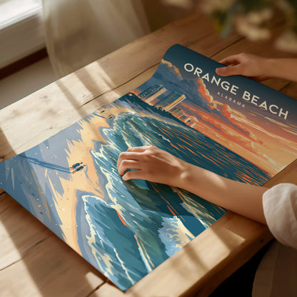 Orange Beach, Alabama Poster | Sugar-White Sands & Sunset Wall Art — giclée print detail on matte paper