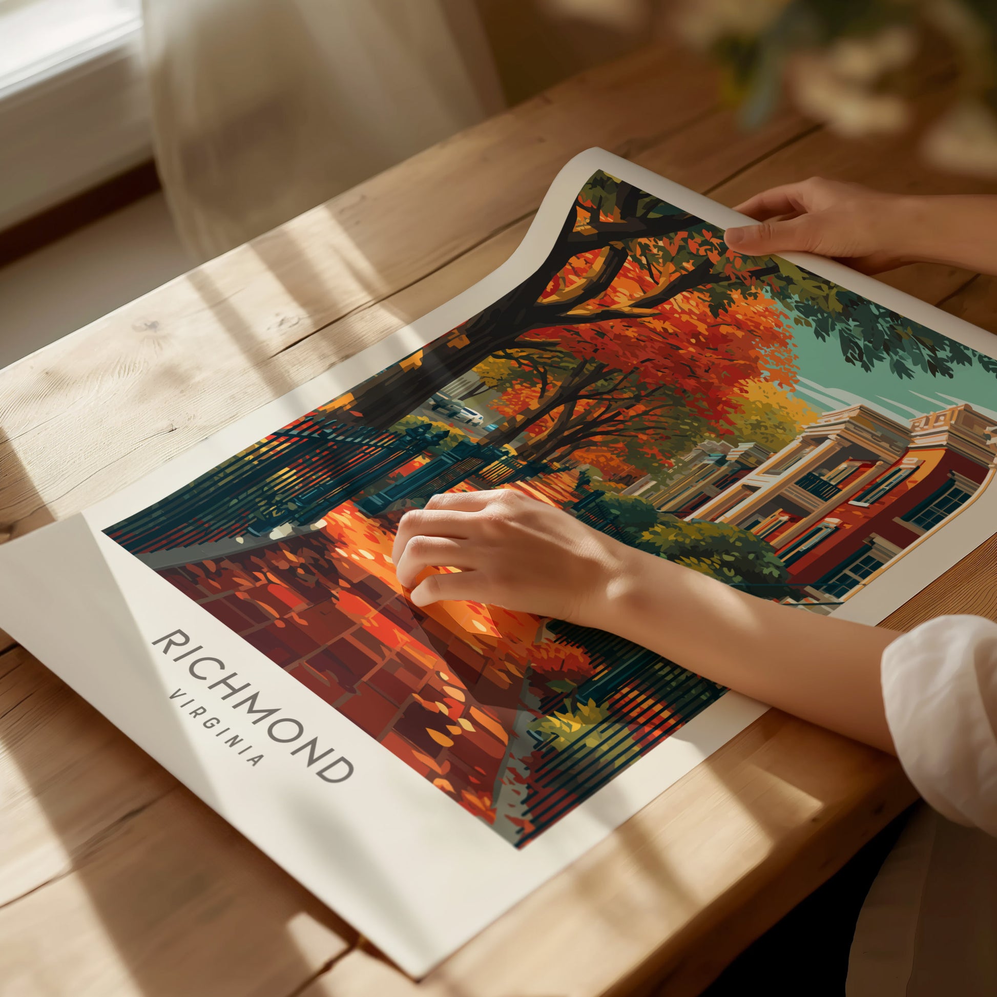 Richmond Matte Border Poster | Virginia Destination Print Travel Wall Art — giclée print detail on matte paper