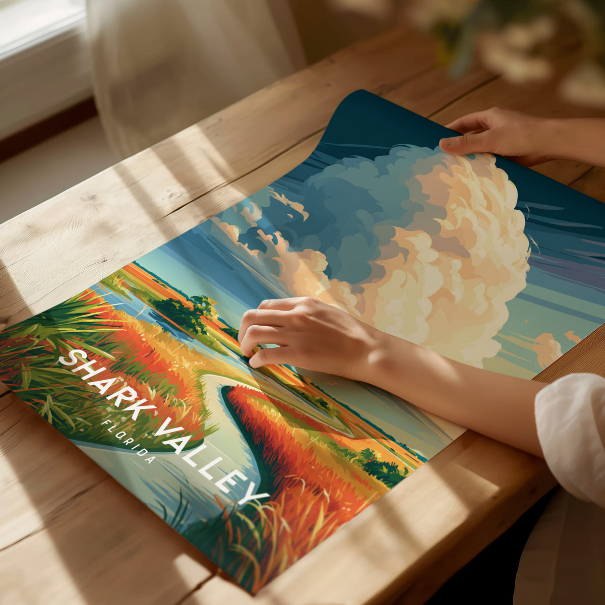 Shark Valley, Florida Poster | Everglades Alligator & Wetlands Wall Art — giclée print detail on matte paper