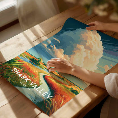 Shark Valley, Florida Poster | Everglades Alligator & Wetlands Wall Art — giclée print detail on matte paper
