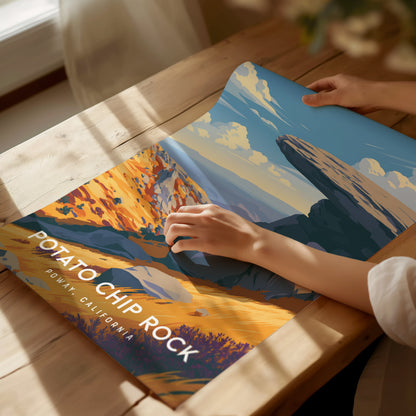 Potato Chip Rock, California Poster | Iconic Balanced Boulder Trail Wall Art — giclée print detail on matte paper