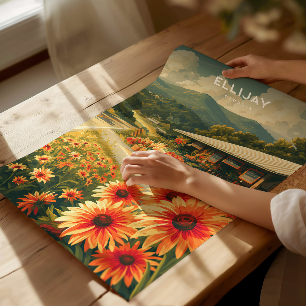 Ellijay, Georgia Poster | Mountain Town Travel Wall Art — giclée print detail on matte paper