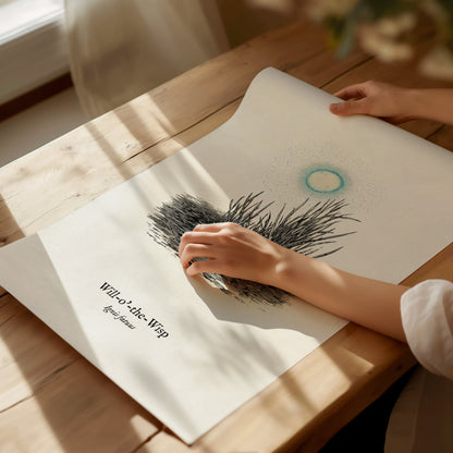 Will-o'-the-Wisp Poster | Ignis Fatuus Pen and Ink Print | Vintage Scientific Illustration Wall Art — giclée print detail on