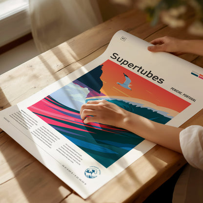 Supertubes, Portugal Poster | Perfect Barrels & Atlantic Swells Wall Art — giclée print detail on matte paper