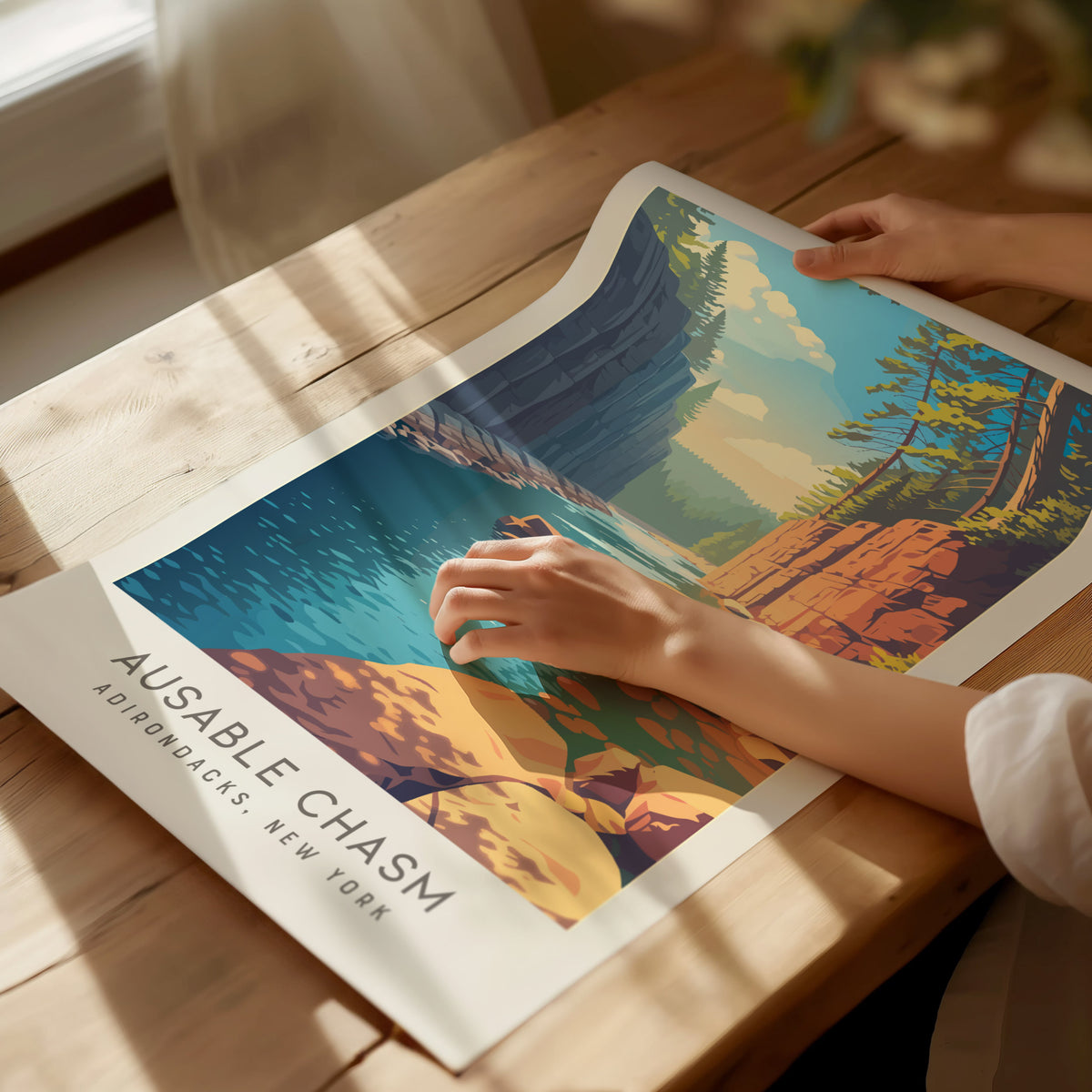 Ausable Chasm Matte Border Poster | Adirondacks, New York Destination Print — giclée print detail on matte paper