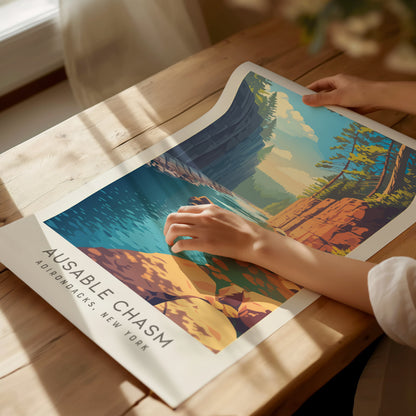 Ausable Chasm Matte Border Poster | Adirondacks, New York Destination Print — giclée print detail on matte paper