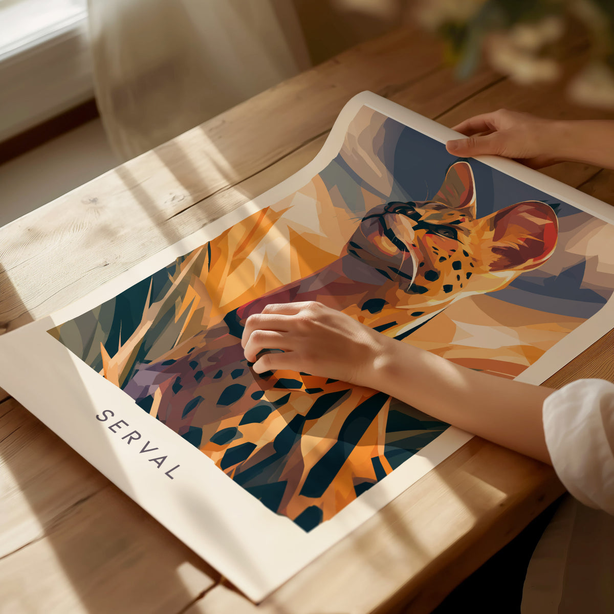 Serval, Leptailurus serval Poster | African Wild Cat Safari Decor Wall Art — giclée print detail on matte paper
