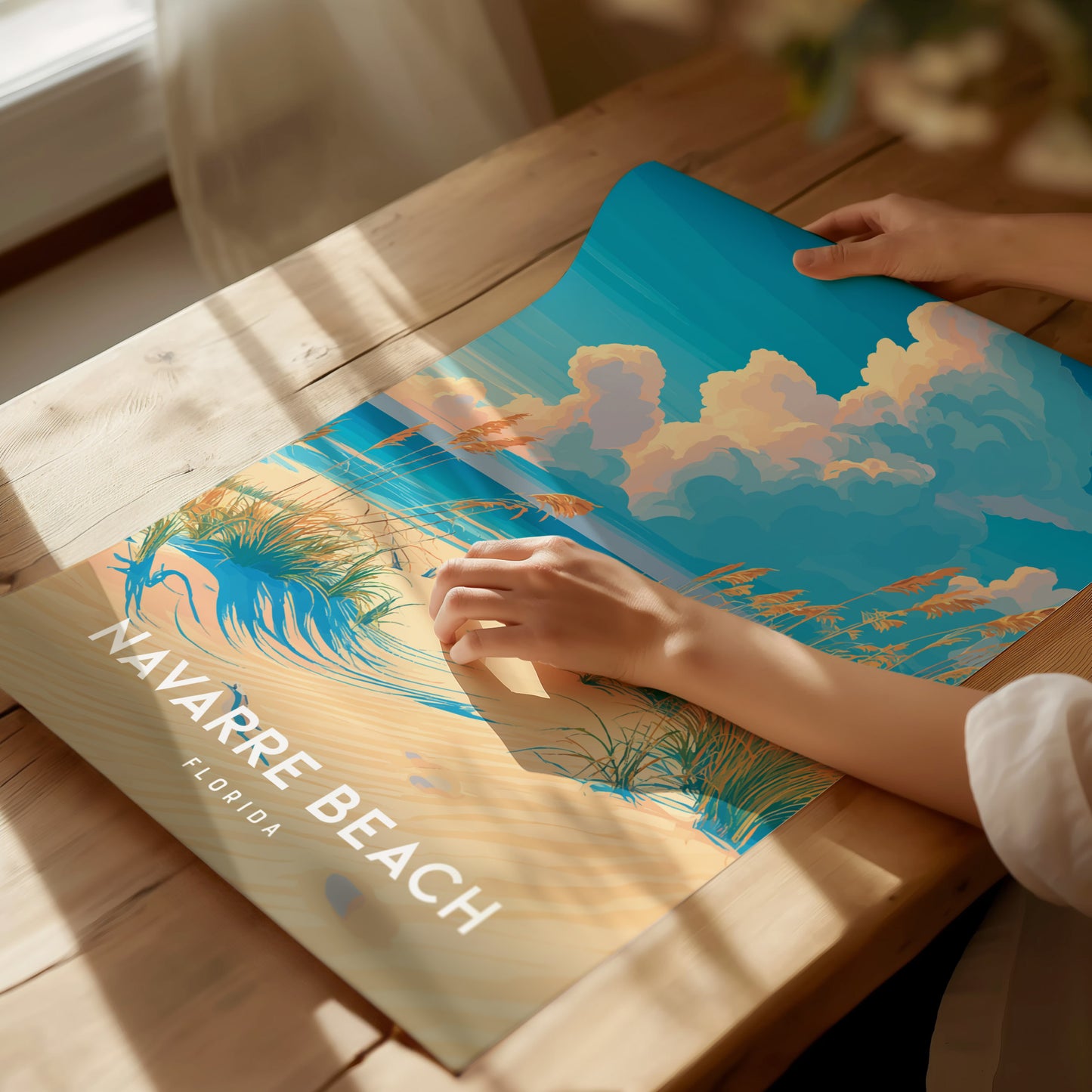 Navarre Beach, Florida Poster | Sugar-White Shores & Emerald Waters Wall Art — giclée print detail on matte paper