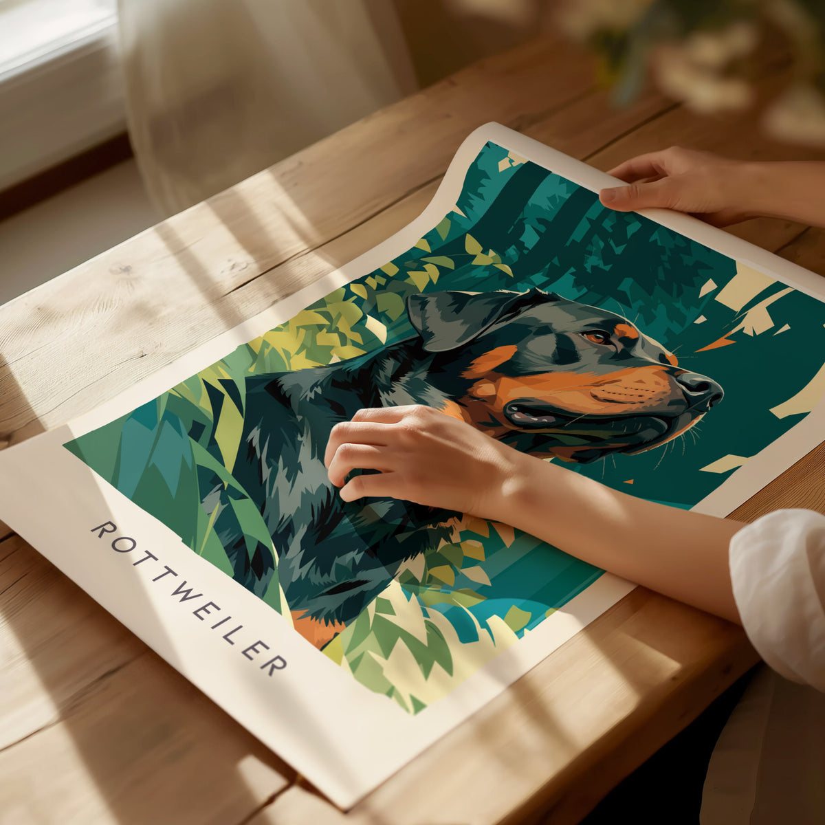Rottweiler Poster | Loyal Guardian Wildlife Wall Art — giclée print detail on matte paper