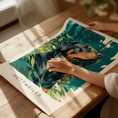 Rottweiler Poster | Loyal Guardian Wildlife Wall Art — giclée print detail on matte paper