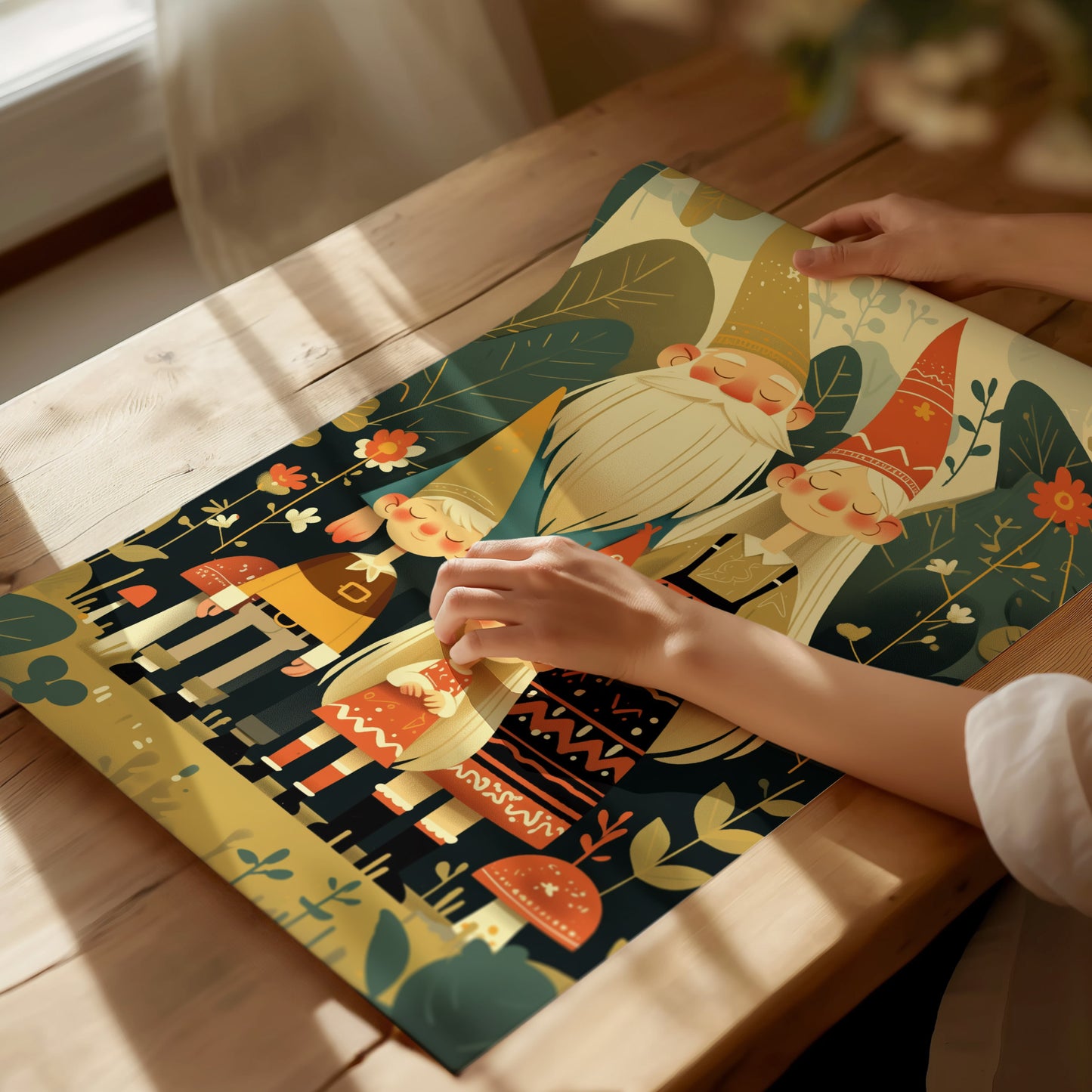 Gnome Family Poster | Cute Fantasy Gnome Lover Wall Art | Framed or Unframed