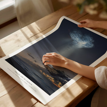 SpaceX CRS-35 Launch Poster | Captured by NASA From Cocoa Beach, Florida Space Photography Wall Art — giclée print detail on