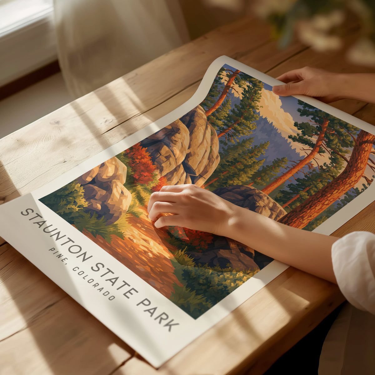 Staunton State Park Matte Border Poster | Pine, Colorado Destination Print Travel Wall Art — giclée print detail on matte pap