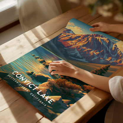 Convict Lake, Eastern Sierra, California Poster | Alpine Mountain Lake Travel Wall Art — giclée print detail on matte paper