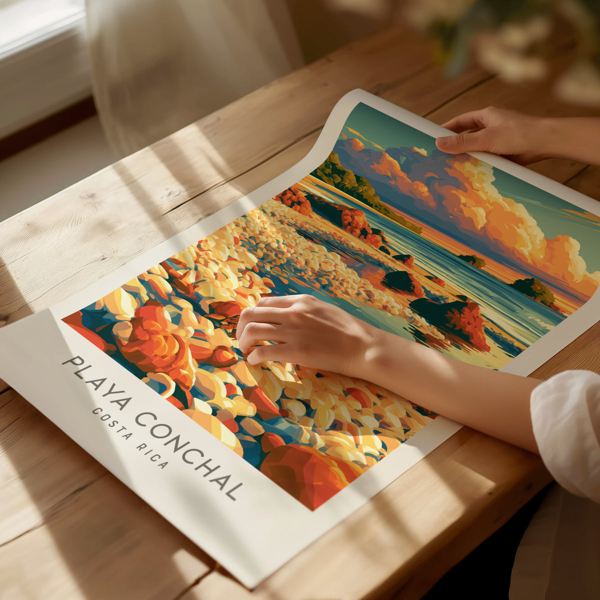 Playa Conchal Matte Border Poster | Costa Rica Vacation Wall Art — giclée print detail on matte paper