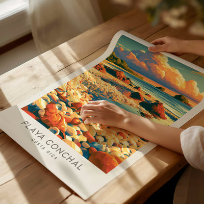 Playa Conchal Matte Border Poster | Costa Rica Vacation Wall Art — giclée print detail on matte paper