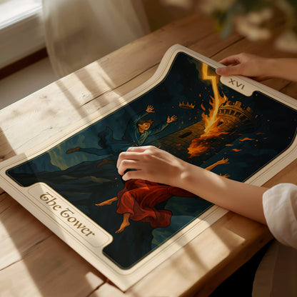 The Tower Tarot Poster | Major Arcana Art | Vintage Art Nouveau Gift