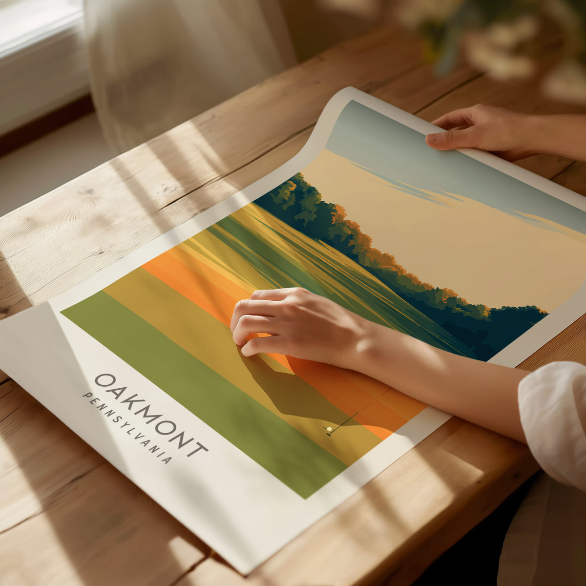 Oakmont Matte Border Poster | Pennsylvania Golf Course Print & Country Club Decor — giclée print detail on matte paper