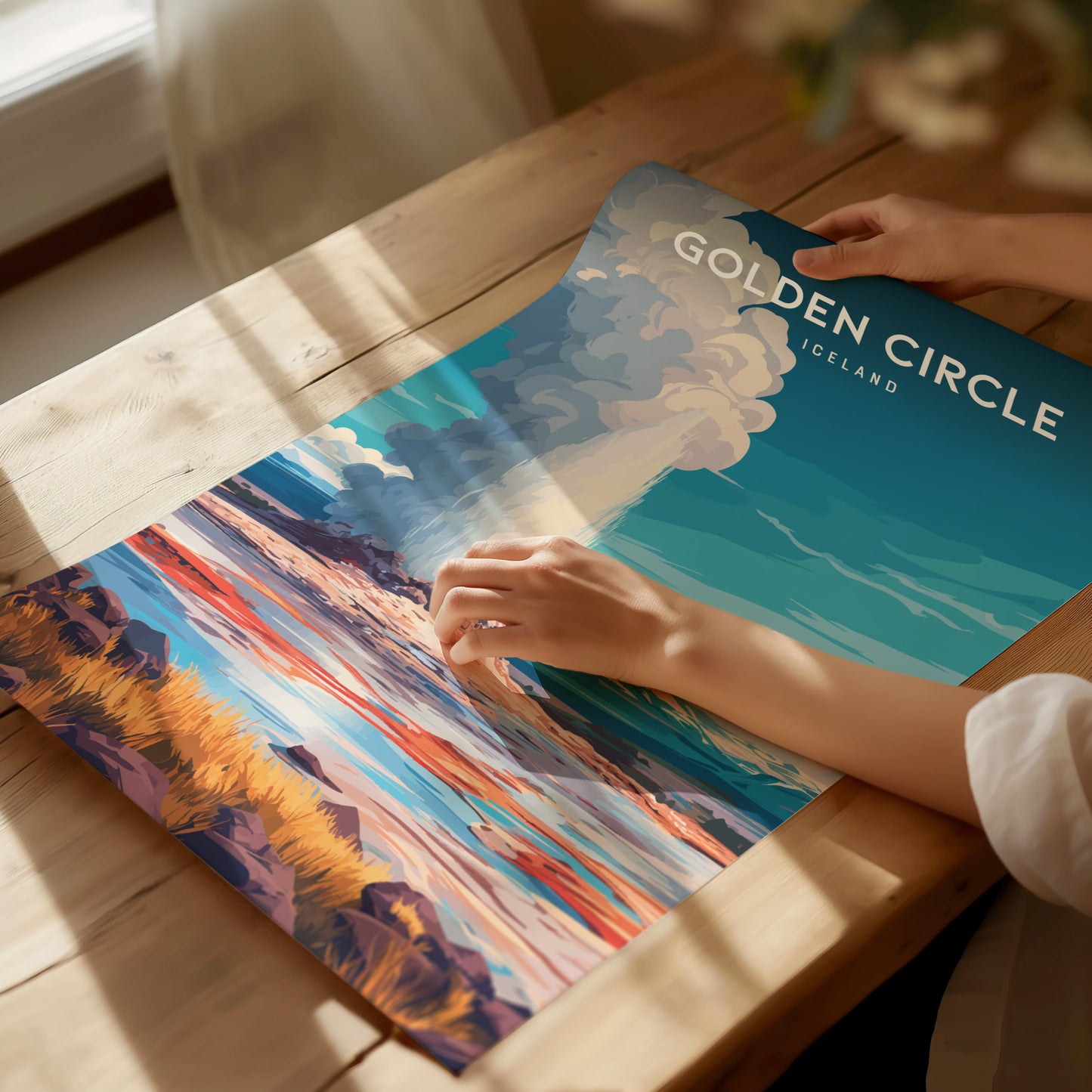 Golden Circle, Iceland Poster | Geysers & Waterfalls Nordic Wall Art — giclée print detail on matte paper