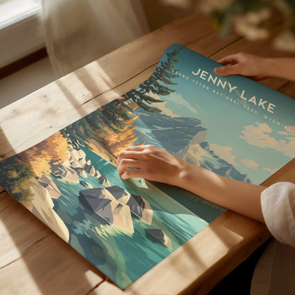 Jenny Lake, Grand Teton National Park, Wyoming Poster | Mountain Reflection Destination Print Wall Art — giclée print detail