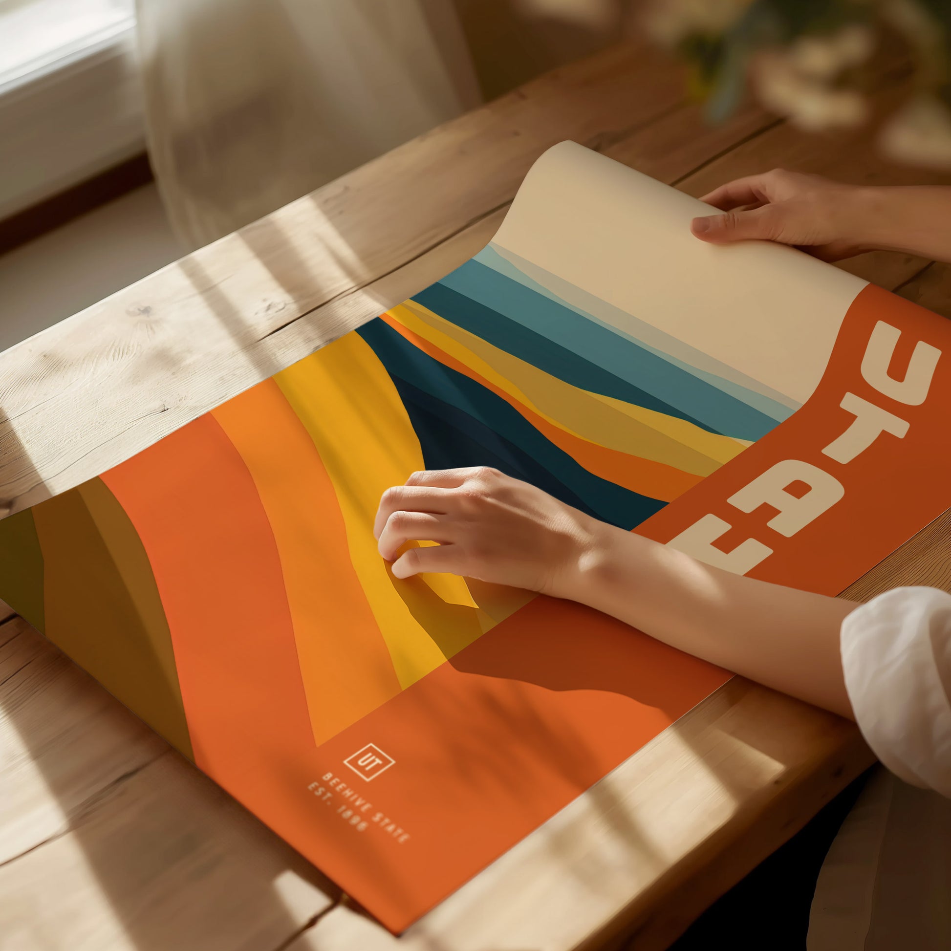 Utah Poster | Beehive State Minimalist Red Rock Abstract Art