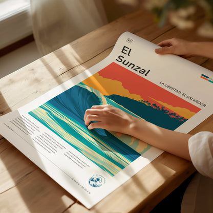 El Sunzal, La Libertad, El Salvador Poster | Tropical Surf Wall Art — giclée print detail on matte paper