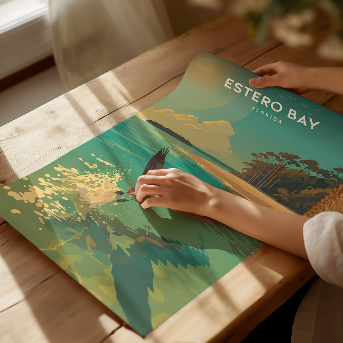 Estero Bay, Florida Poster | Mangroves & Gulf Coast Art Wall Art — giclée print detail on matte paper