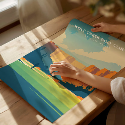 Wolf Creek Golf Club, Mesquite, Nevada Poster | Desert Canyon Links Golfer Gift Wall Art — giclée print detail on matte paper